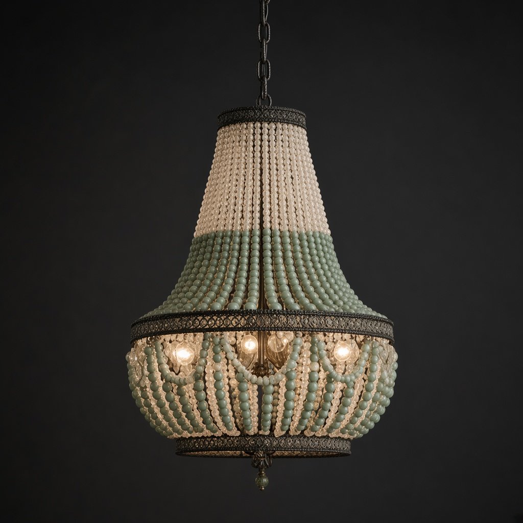 ILEN Beaded Sage Chandelier
